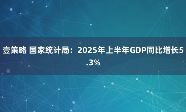 壹策略 国家统计局：2025年上半年GDP同比增长5.3%