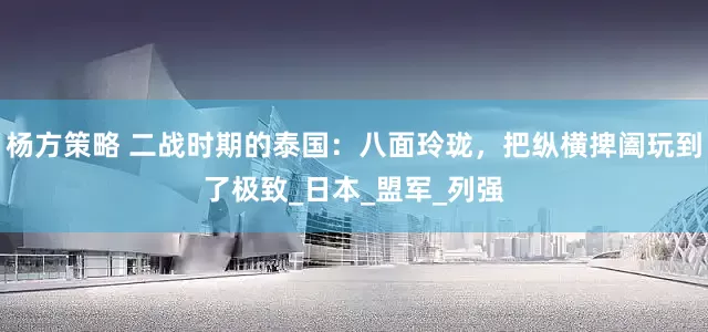 杨方策略 二战时期的泰国：八面玲珑，把纵横捭阖玩到了极致_日本_盟军_列强